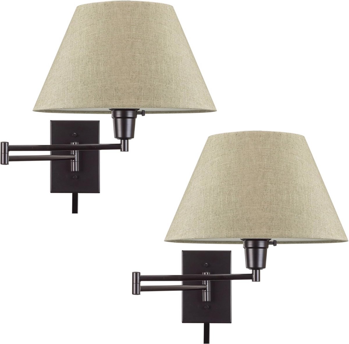 Moderne wandlamp met verstelbare zwenkarm en beige lampenkap