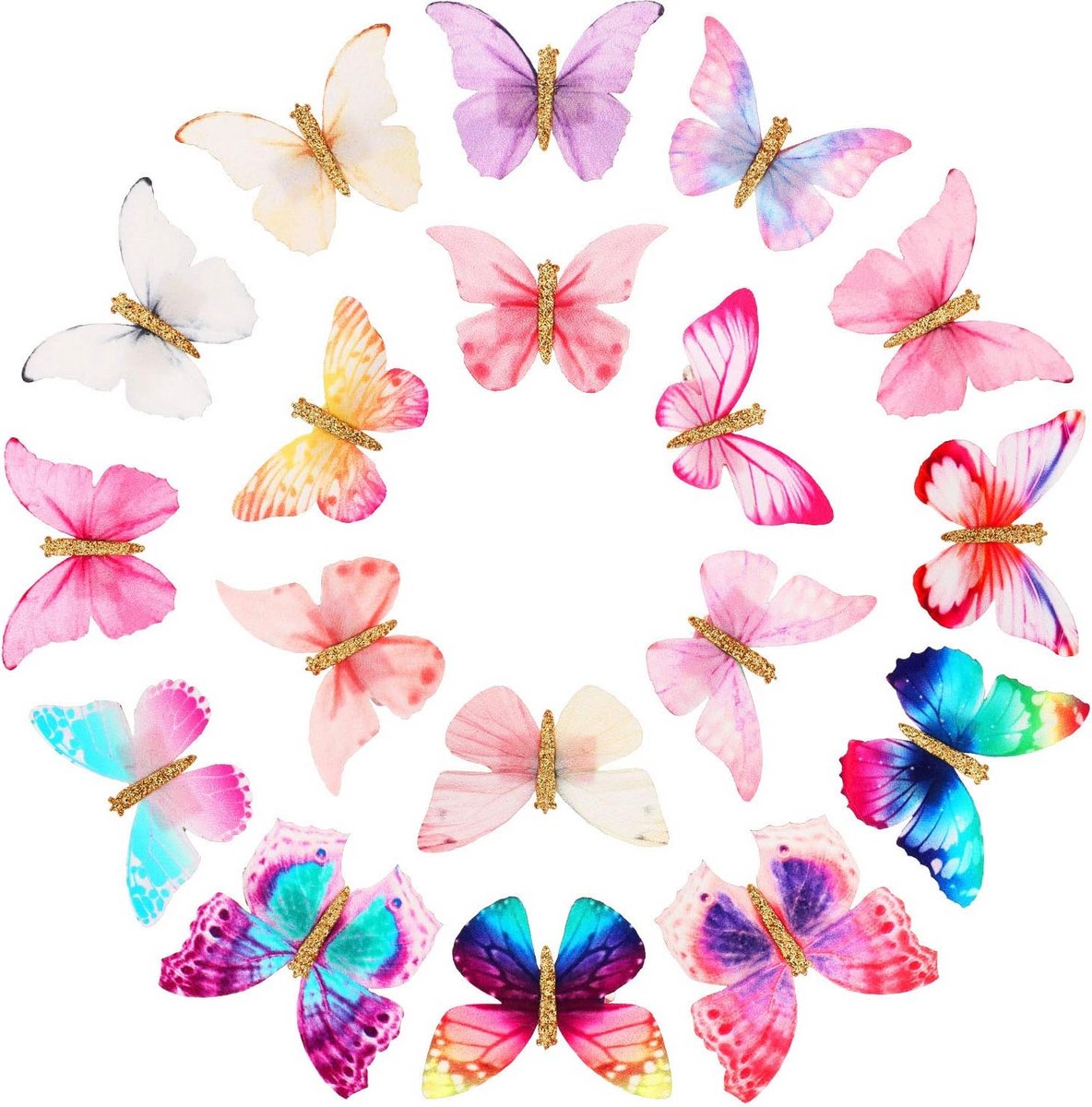 18 Stuks Glitter Vlinder Haarclips voor Tieners en Vrouwen - Chique Haaraccessoires