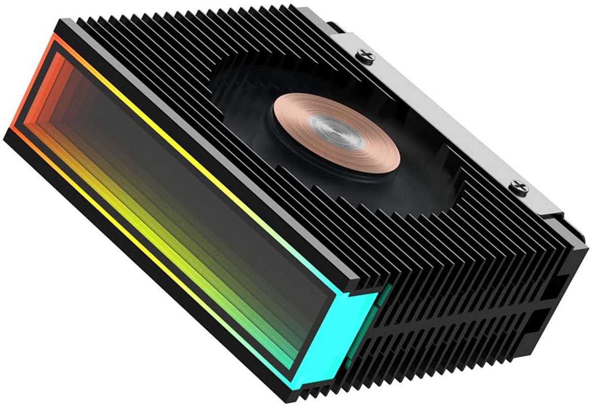 Heatsink voor M.2 2280 SSD met Dubbele Ventilator en ARGB