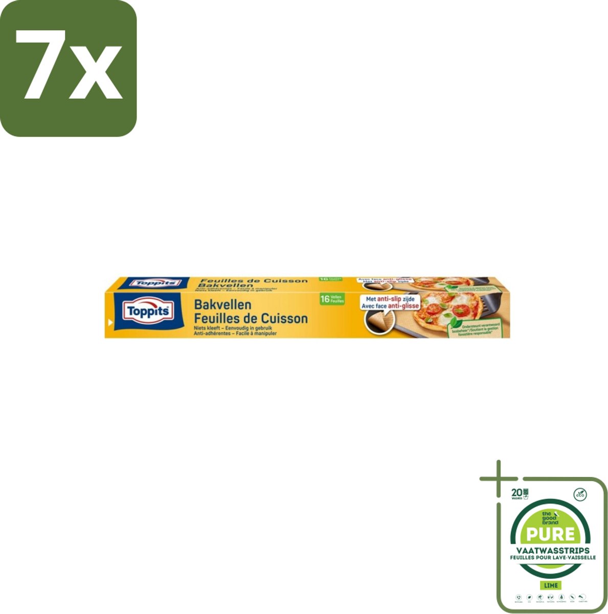 7 x Toppits – Bakpapiervellen – 16 vellen - Grootverpakking - Bakpapier - Bakpapier Met Antikleefbescherming - Bakpapier 3d - Bakpapier Voor Koekjes - Bakpapier Voor Pizza