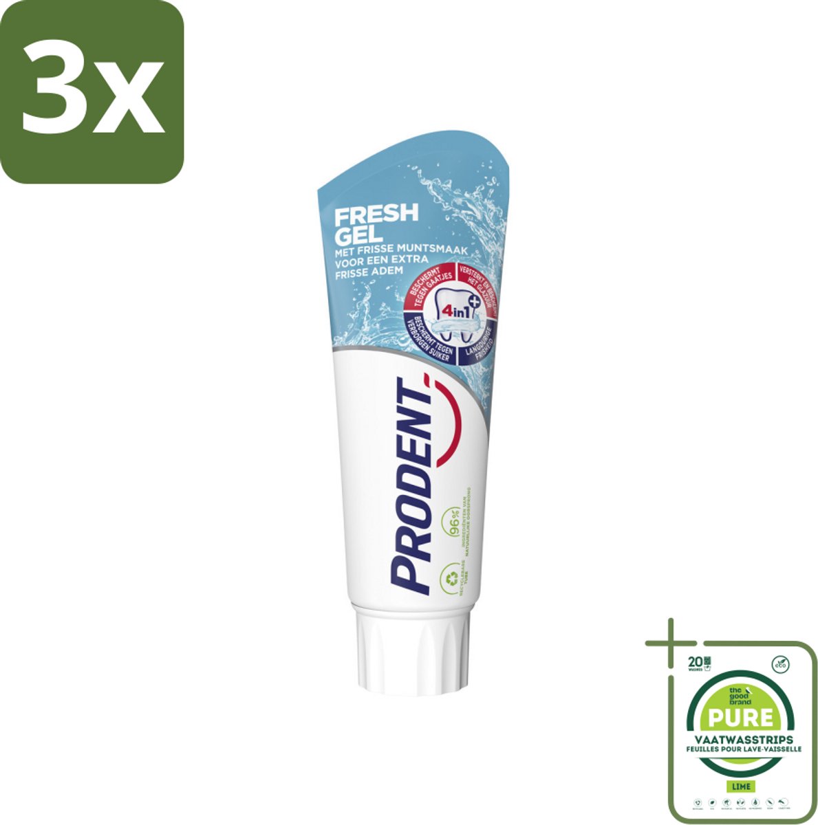 3 x Prodent – Tandpasta – Fresh Gel – 75 ml - Grootverpakking - Frisse Mond - Anti-cariës - Tandplak - Tanderosie - Glazuur Bescherming
