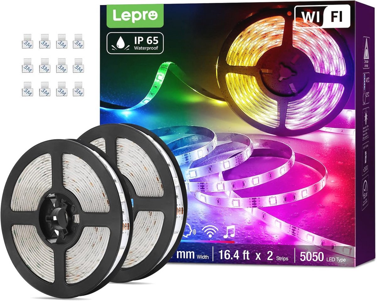 10 meter RGB LED strip - Dimbaar, Waterdicht en Wifi-compatibel voor Binnen en Buiten