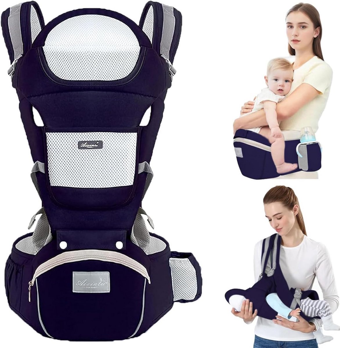 Multifunctionele Ergonomische Babydrager 6-in-1 met Heupzitje voor Kinderen van 0 tot 36 Maanden