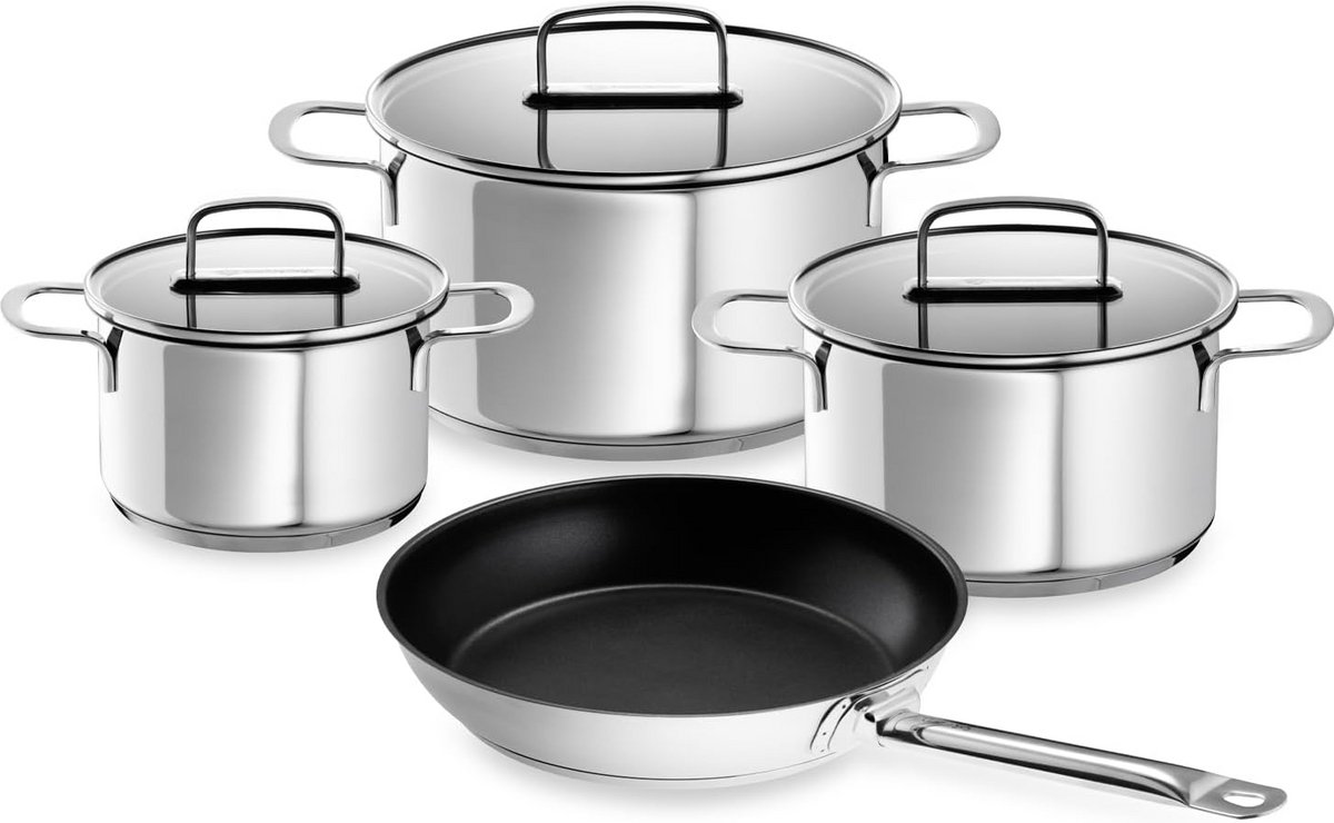 4-delige Pannenset RVS Inclusief Testwinnaar Braadpan - Geschikt voor Inductie
