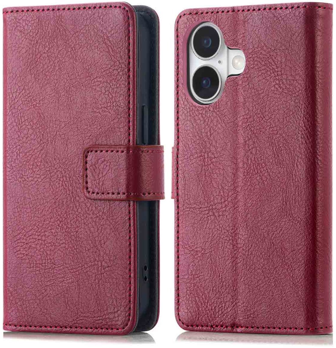 imoshion Hoesje - Geschikt voor Apple iPhone 17 - Luxe Bookcase - Bordeaux