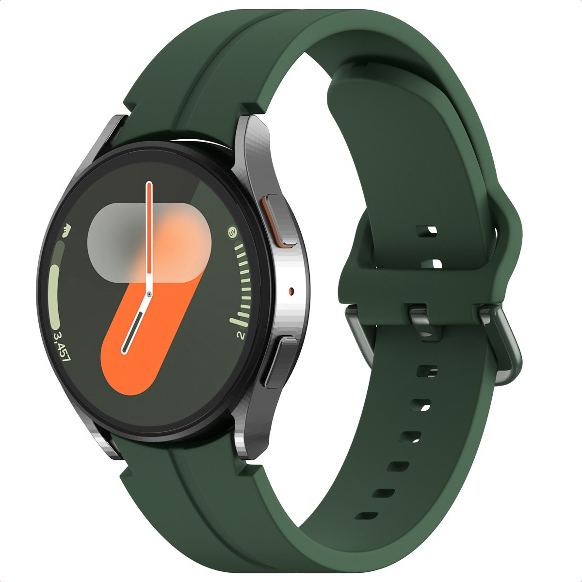 Siliconen bandje - Geschikt voor Samsung Galaxy Watch 4 / 5 / 6 / 7 / FE (20 mm) - Donkergroen