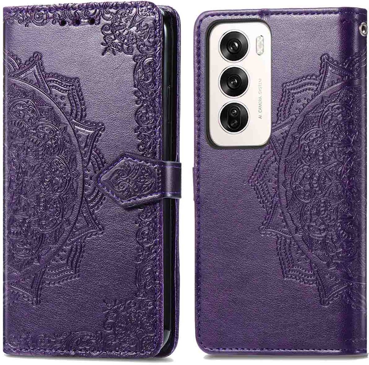 imoshion Hoesje - Geschikt voor Oppo Reno 12 - Mandala Bookcase - Paars