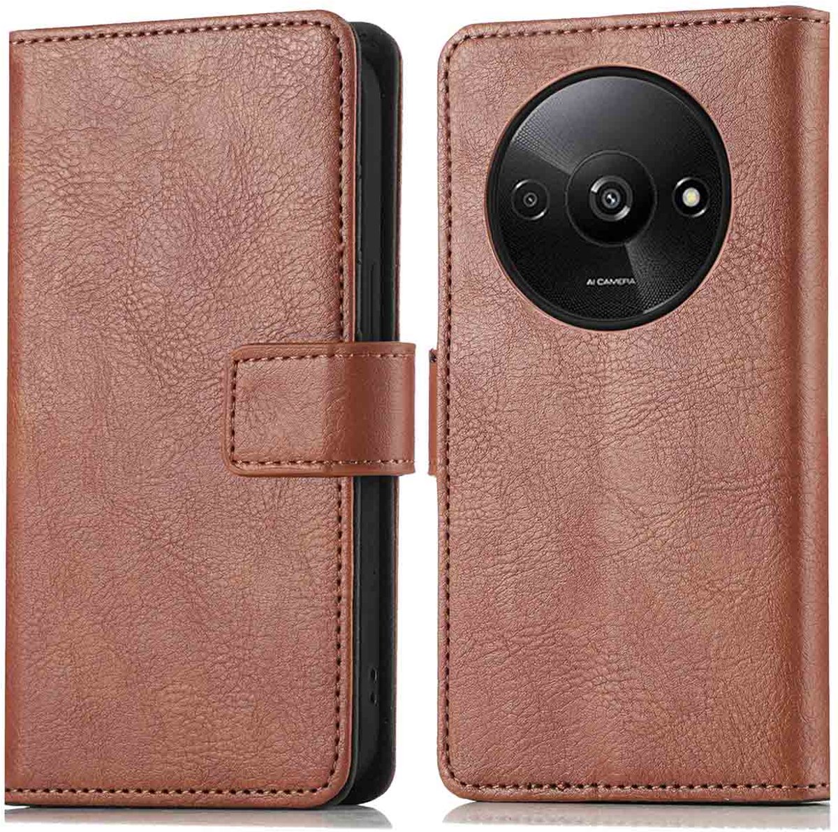 imoshion Hoesje - Geschikt voor Xiaomi Redmi A3 - Luxe Bookcase - Bruin