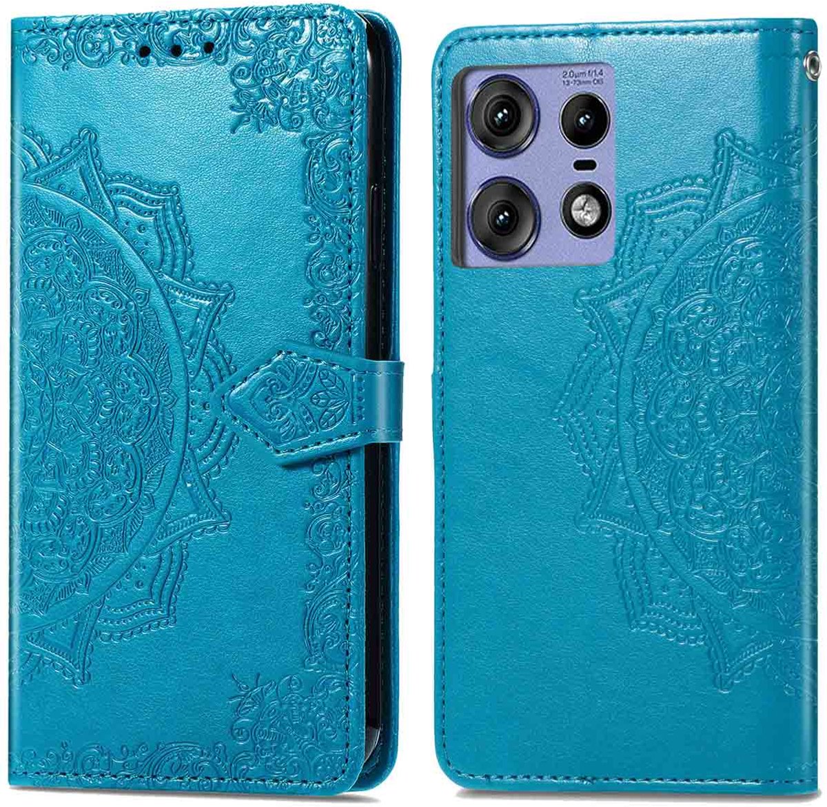 imoshion Hoesje - Geschikt voor Motorola Edge 50 Pro - Mandala Bookcase - Turquoise