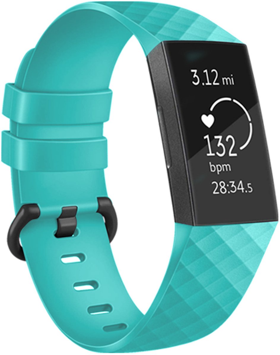 Siliconen bandje - Geschikt voor Fitbit Charge 3/ Charge 4 - Lichtblauw