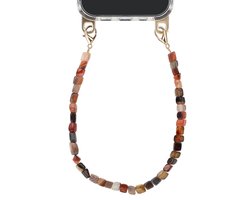 Selencia Universeel Telefoonkoord - Polskoord met Natuurstenen - Telefoon Ketting - GSM Koord - Earth Tones