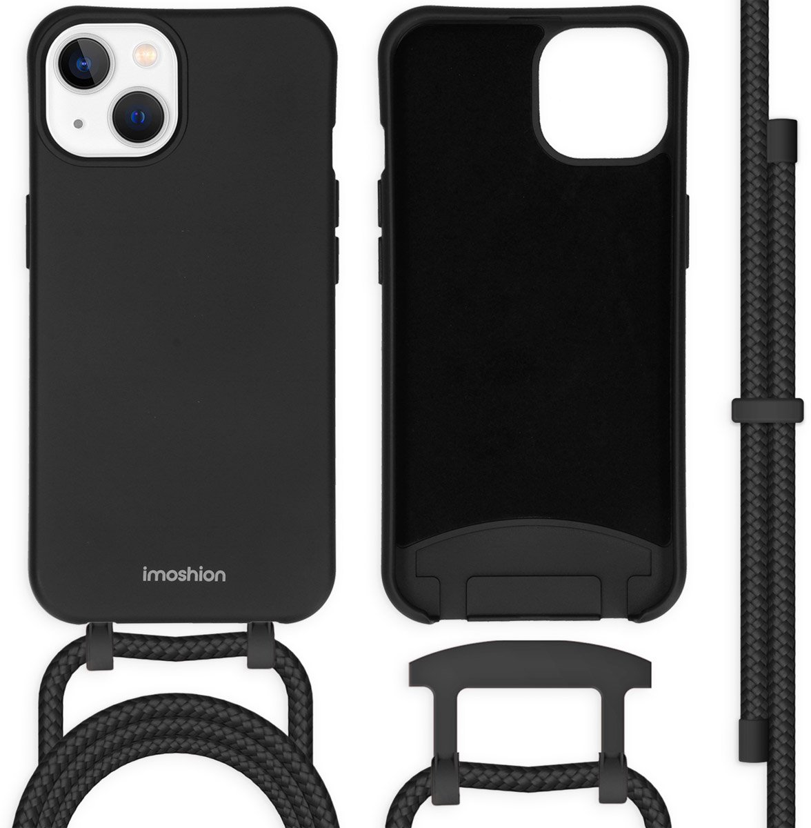imoshion Hoesje - Geschikt voor Apple iPhone 13 - Color Backcover met afneembaar koord - Zwart