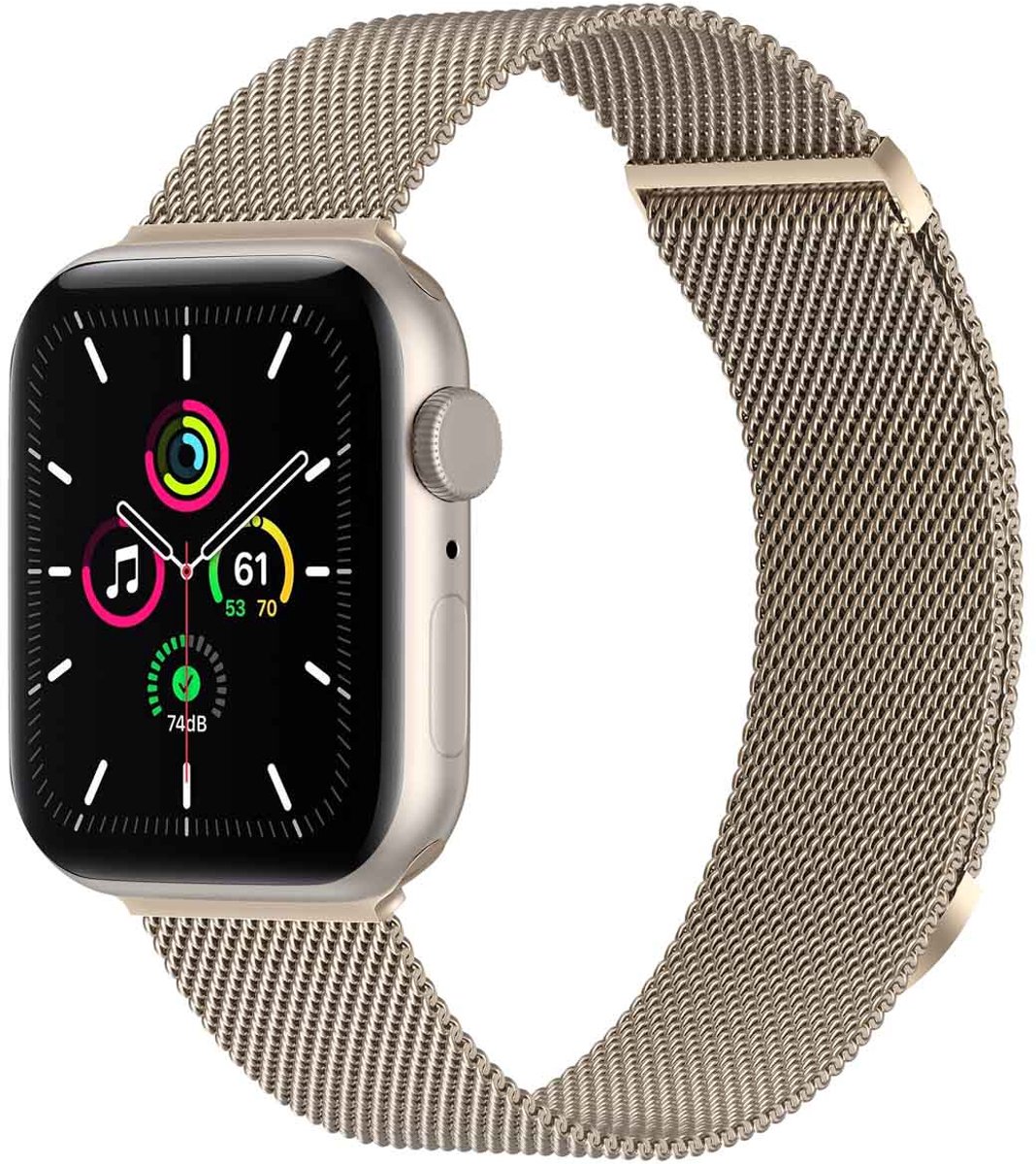 iMoshion Bandje Geschikt voor Apple Watch Bandje Series 1 / 2 / 3 / 4 / 5 / 6 / 7 / 8 / 9 / SE - 38 / 40 / 41 mm Maat S - iMoshion Milanees magnetische band - Sterrenlicht