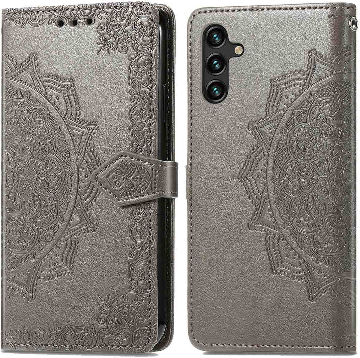 imoshion Hoesje - Geschikt voor Samsung Galaxy A25 (5G) - Mandala Bookcase - Grijs