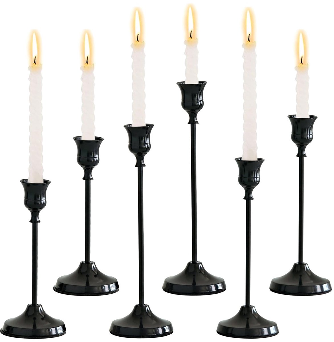Unyqoos Set van zes elegante zwarte kandelaars voor sfeervolle tafeldecoratie