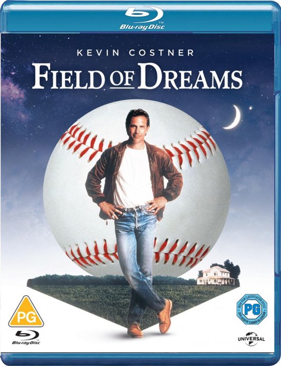 Blu-ray hoes voor 'Field of Dreams' met Kevin Costner voor een baseballveld.