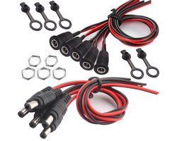 Holle DC Stekker 5,5 x 2,5 mm Adapterset met Pigtail Kabels - 12V 5A - 5 Stuks