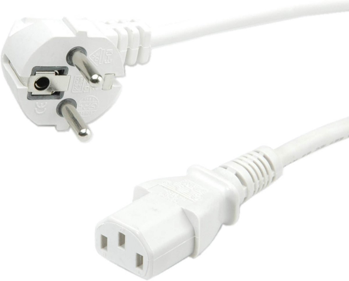 Voedingskabel Rechte IEC Connector 1.8 Meter Wit voor Apparaten