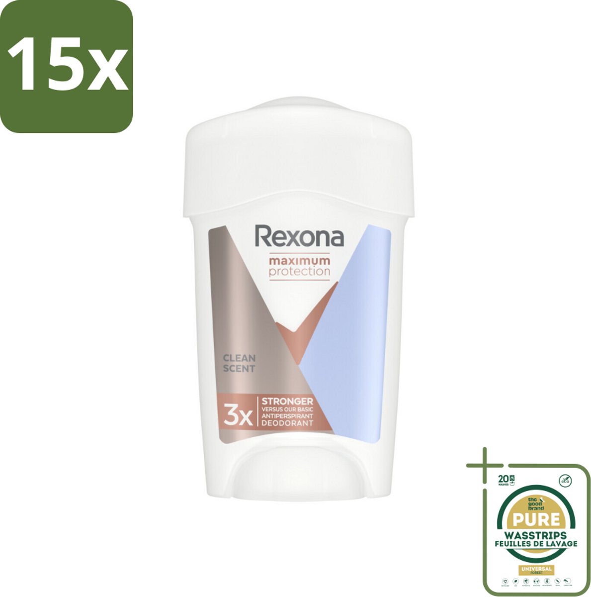 15 x Rexona - Deodorant Stick - Women Maximum Protection Clean Scent - Anti-transpirant - 45 ml - Grootverpakking - Anti-transpirant Stick - Zweetbestendig - Frisheid - Zweetgeur - Defence+ Technologie