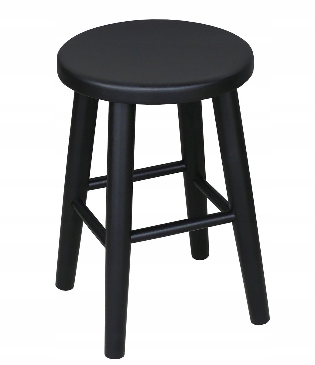 Massieve Houten Keukentabouret - Zwart, 46cm Hoog
