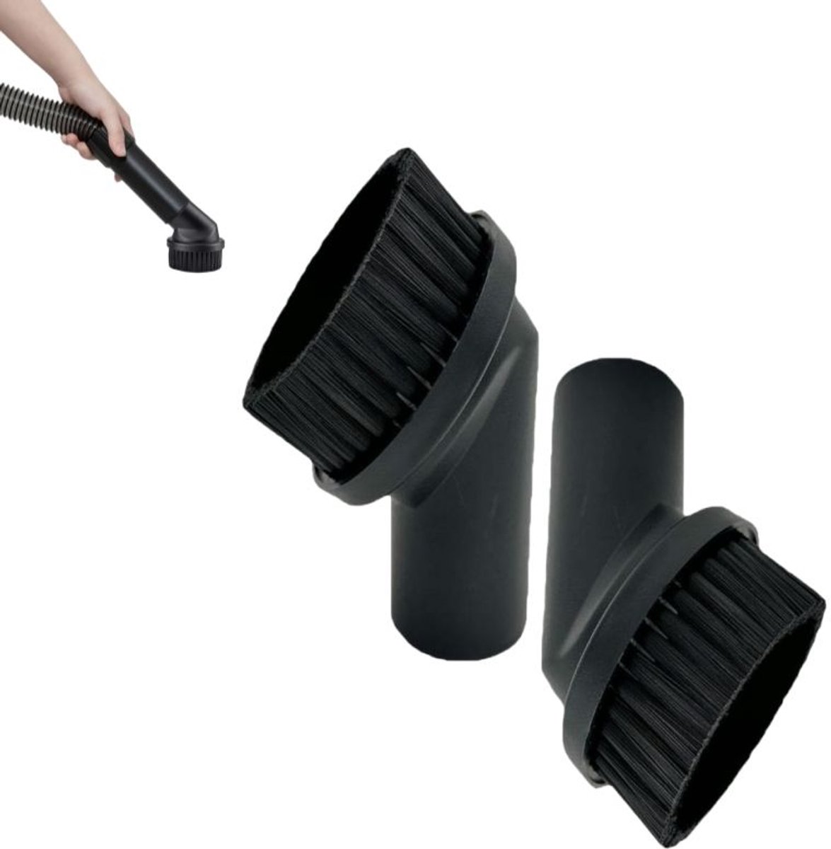 2 stuks - Stofborstel voor stofzuigers - ronde borstel - voor delicate hoeken en oppervlakken - 32mm - zwart