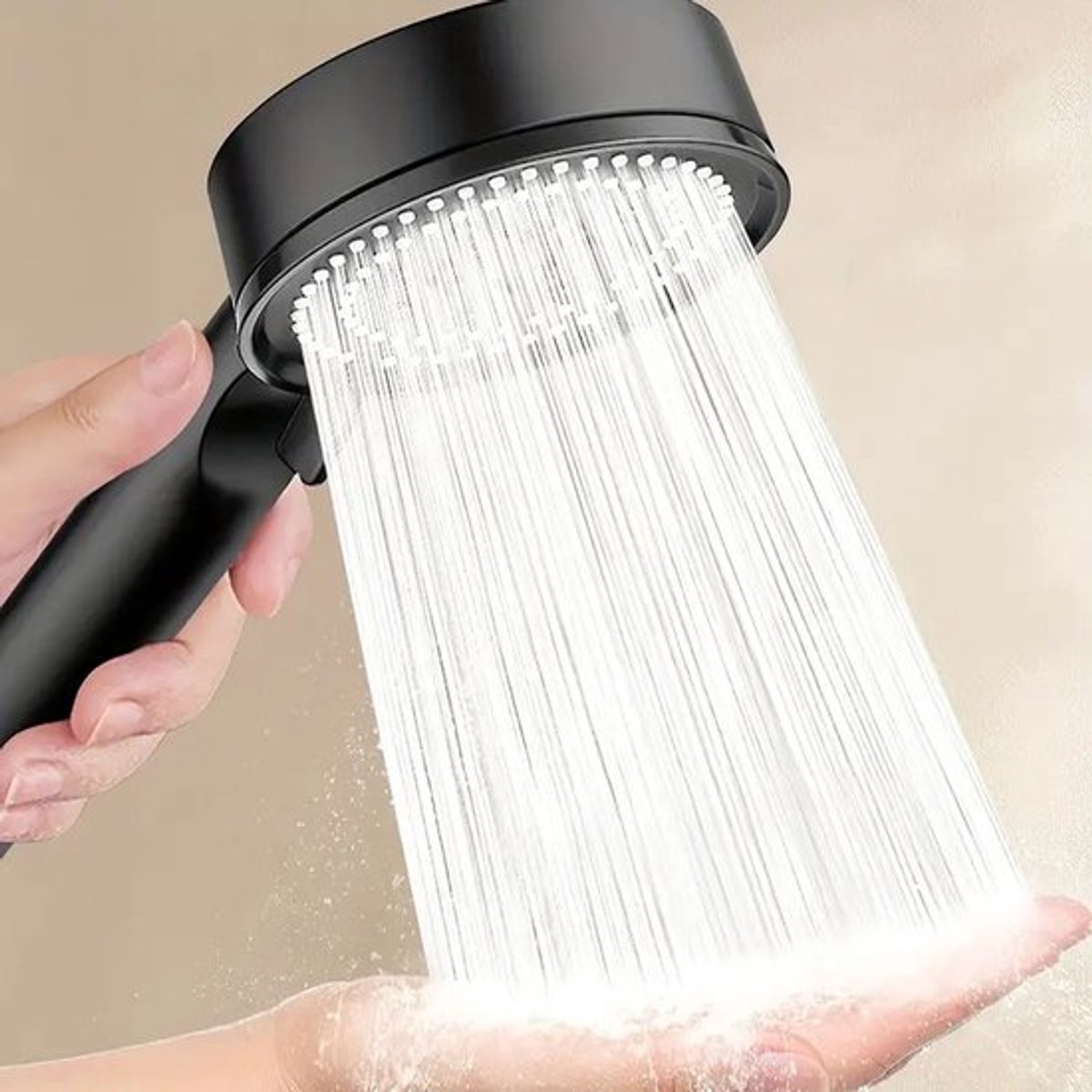 Douchekop-Hoge druk-5 standen-Handdouche-Mat zwart-Waterbesparende douchekop-Douchekop Reg