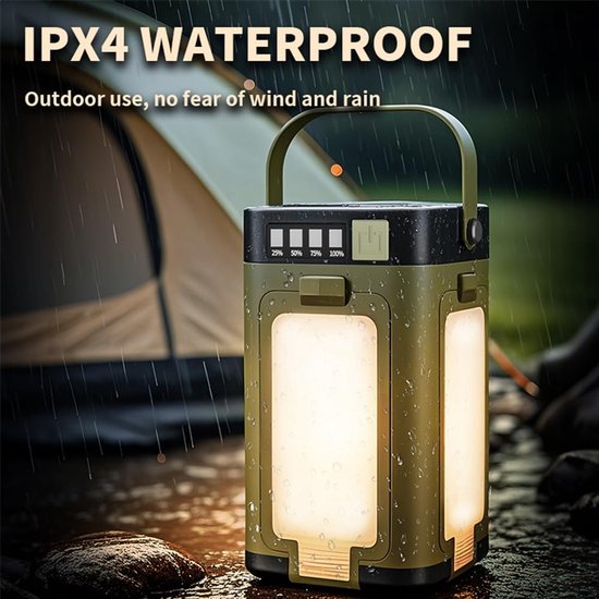 IPX4 waterdichte Led camping lamp met zonnepaneel en c-type opladen, 4 panelen uitbreidbaar ontwerp, oplaadfunctie, geschikt voor stroomuitval, buitenactiviteiten en zaklampen van Merkloos — afbeelding 3