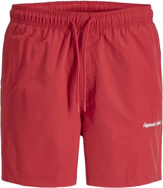 Rode zwemshort met trekkoord en "Originals" logo op de linkerpijp.