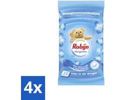 4 x Robijn - Morgenfris - Droogtrommeldoekjes - 20 Doekjes - Droogtrommeldoekjes - Wasdroger - Frisse Geur - Zachte Kleding - Kreukvrij