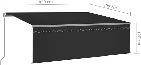 vidaXL Store à enrouleur à déploiement manuel LED 4,5 x 3 m Anthracite