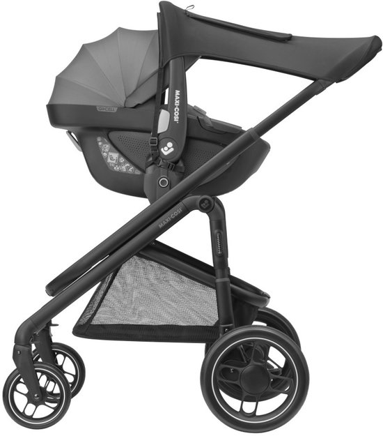 Maxi-Cosi-zonnescherm, Compatibel met Maxi-Cosi-reiswiegen, kinderwagens en -babyautostoeltjes, UPF 50+-bescherming, Met kiekeboevenster, Beschermt baby tegen zon, Meer gebruikswijzen, Zwart van Maxi-Cosi — afbeelding 2