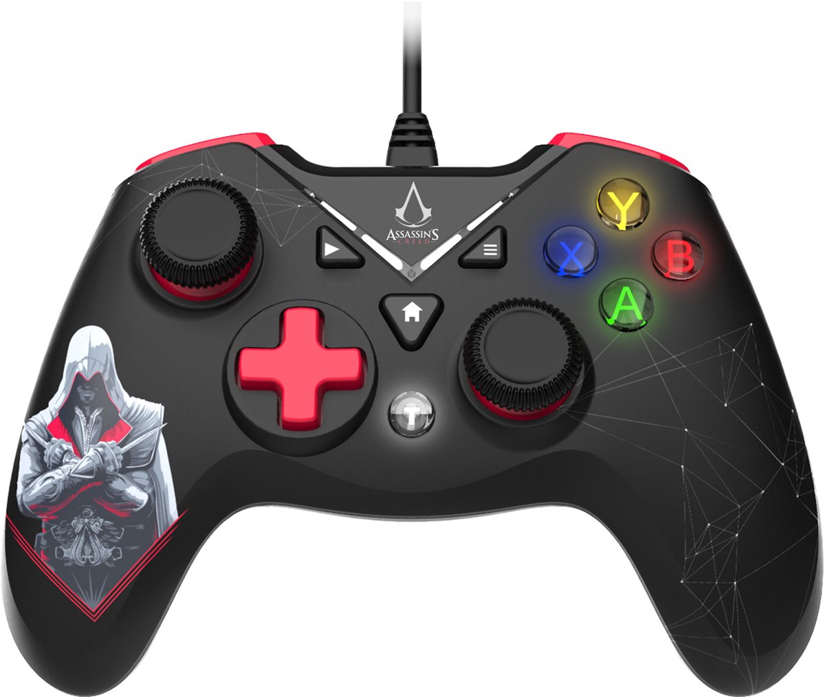 Freaks and Geeks Assassin's Creed - USB Bedrade Controller met 3m Kabel - Zwart/Rood (PC)