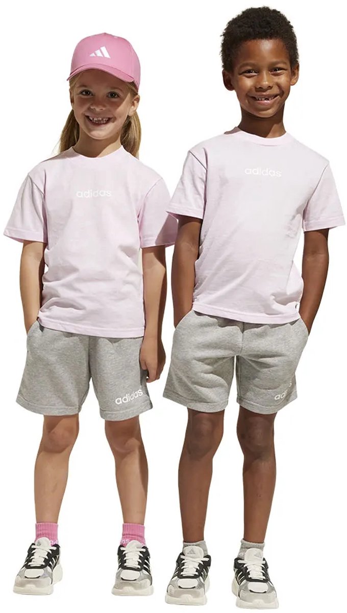 Adidas Essentials Linear Tee Set 5-6 Years Jongens Meisjes Roze