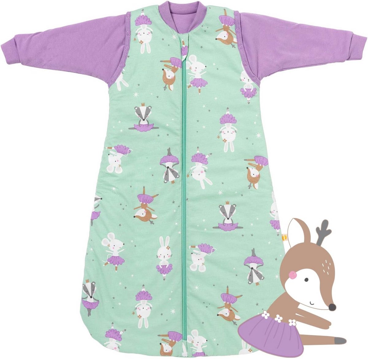 Kinderslaapzak voor baby's 70 cm met afneembare mouwen, 2,5 TOG, ideaal voor het hele jaar