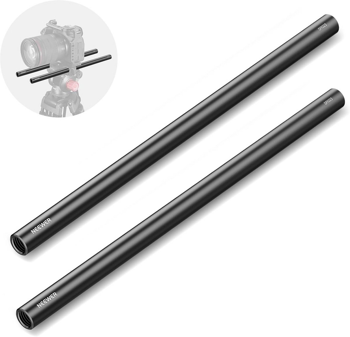 Uitschuifbare 15 mm verlengstangen voor LWS-systeem - Aluminium, 30 cm, Set van 2