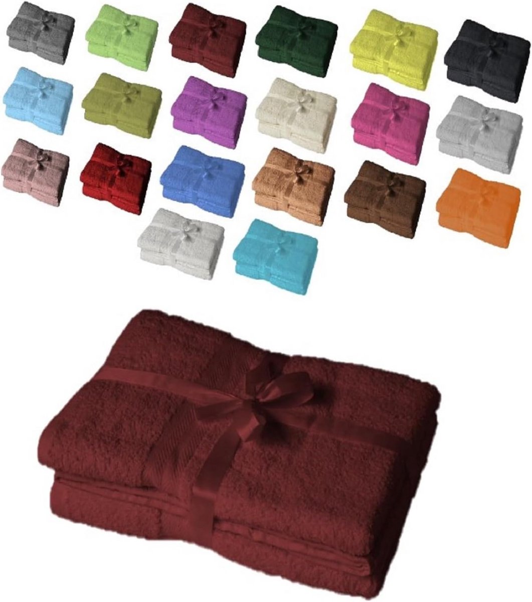 Saunahanddoek Set van 2 - 80 x 200 cm - Bordeauxkleurig