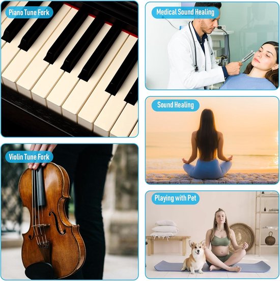 MI432 Hz stemvorkset, 432 Hz stemvorkchakra, stemvork voor DNA-hersteltherapie, stemvork voor geluidstherapie voor stressverlichting (roze) van Merkloos — afbeelding 5