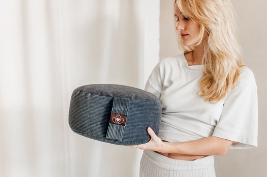 Meditatiekussen eco rib antraciet rond - Lotus - Yoga kussen van Lotus — afbeelding 2