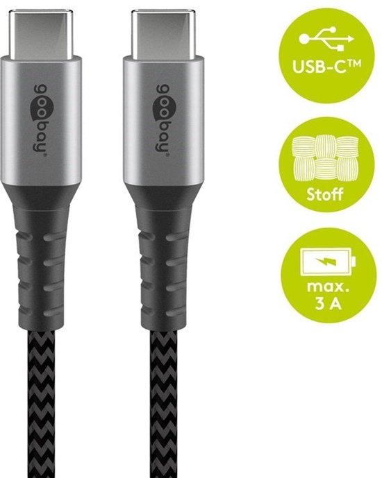 Goobay 49302 câble USB 1 m USB 2.0 USB C Gris, Argent