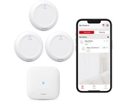 X-Sense SWS0A Slimme Watermelder bundel met WiFi - 3 stuks met Base Station - Werkt met app - Watersensor - Wateralarm - Waterlekkage detector - Waterdetector - Vochtmeter - Lekdetectie