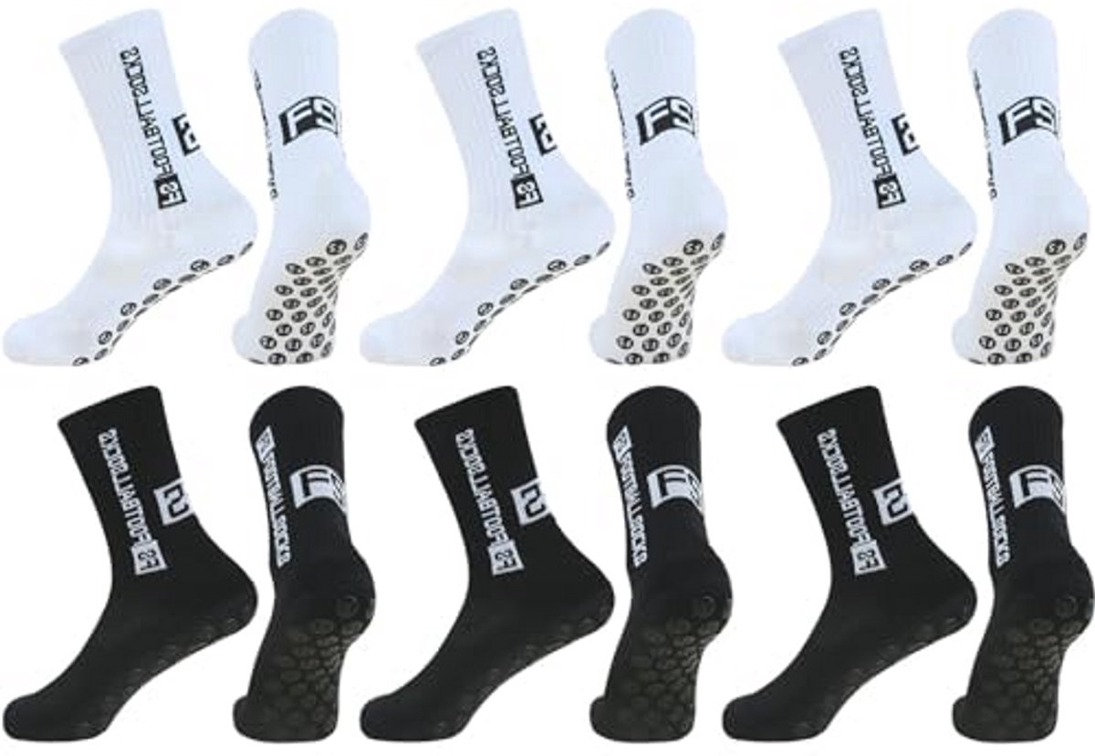 Set van 6 paar anti-slip voetbalsokken voor mannen - Comfortabele sportsokken voor voetbal, basketbal, hardlopen, yoga en wandelen