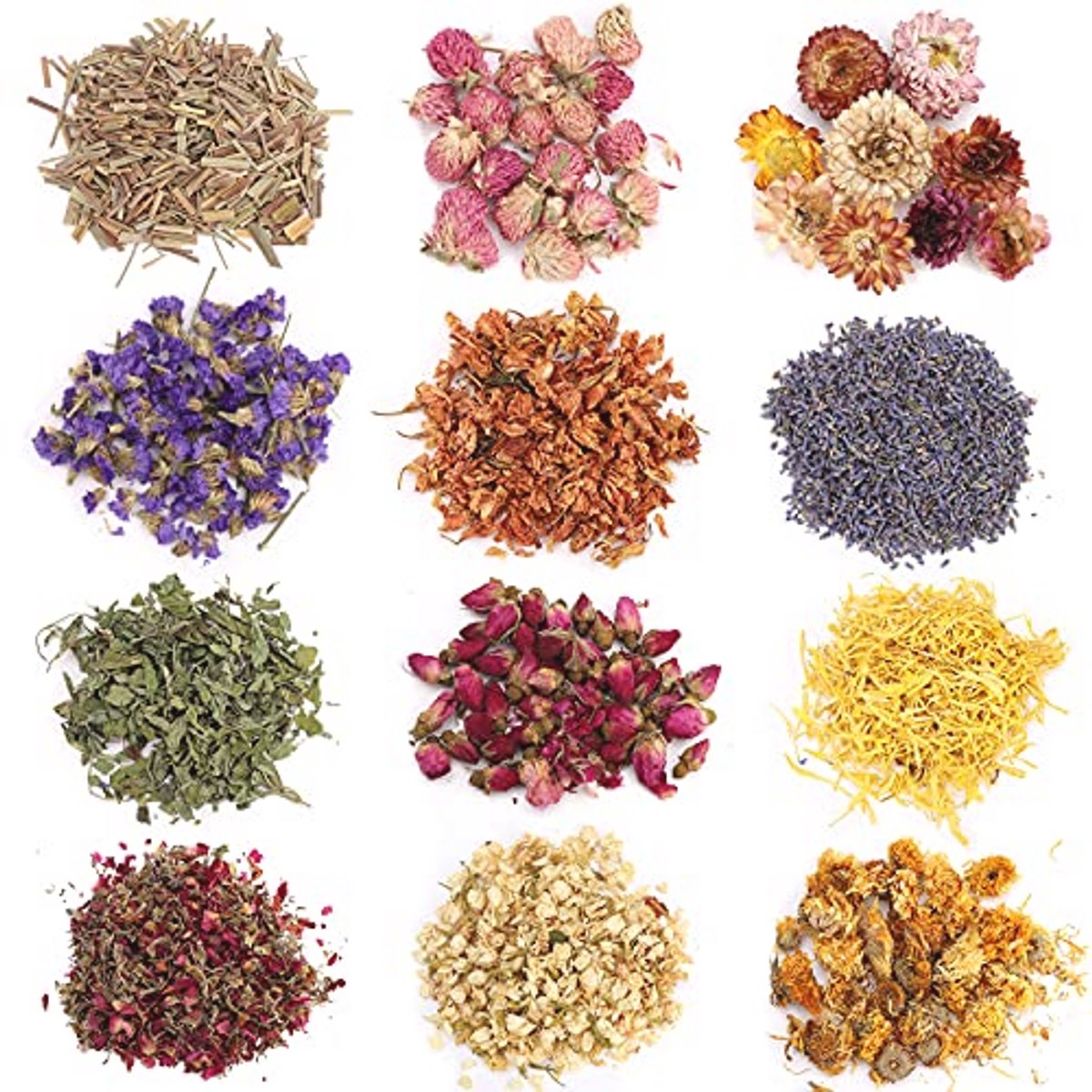 Natuurlijke Gedroogde Bloemen Set voor DIY Zeep en Kaarsen - 12 Soorten Varieert van Lavendel tot Jasmijn