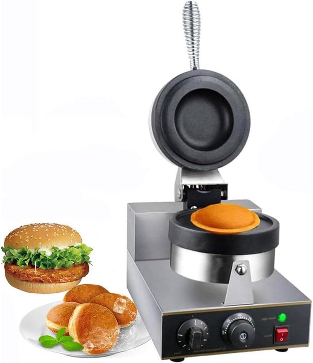 Elektrische Hamburger Wafelijzer met Draaifunctie en Instelbare Temperatuur