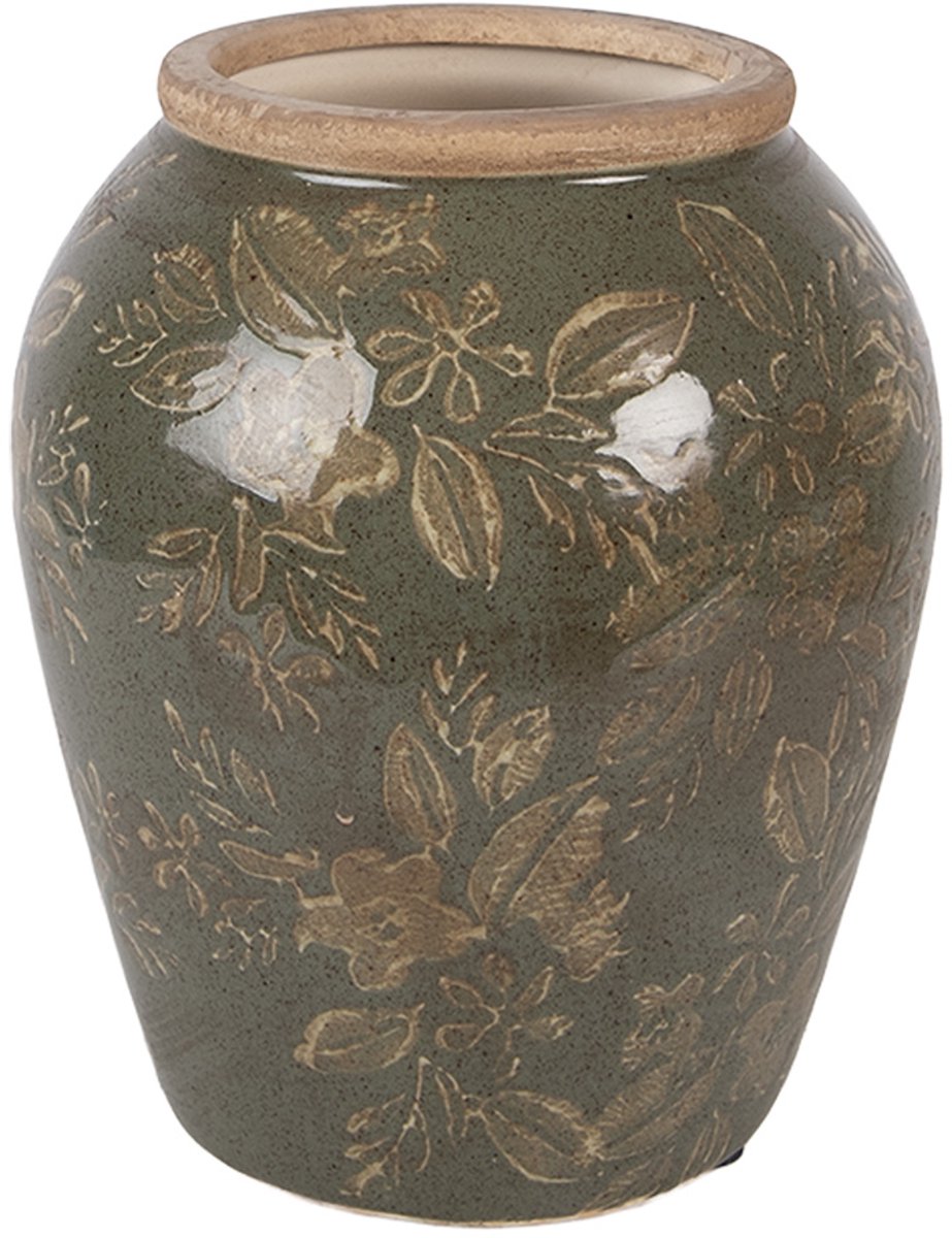 Clayre & Eef Vaas Ø 15x18 cm Groen Keramiek