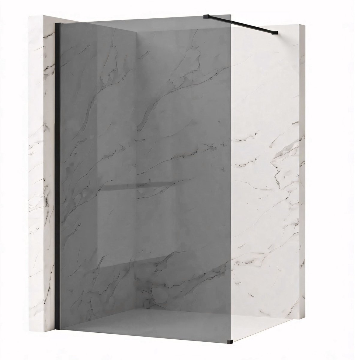 Rea Flexi Grey 110 - Gehard Glas 8 Mm (Grijs) - Douchewand - Zwart120X110X195Cm