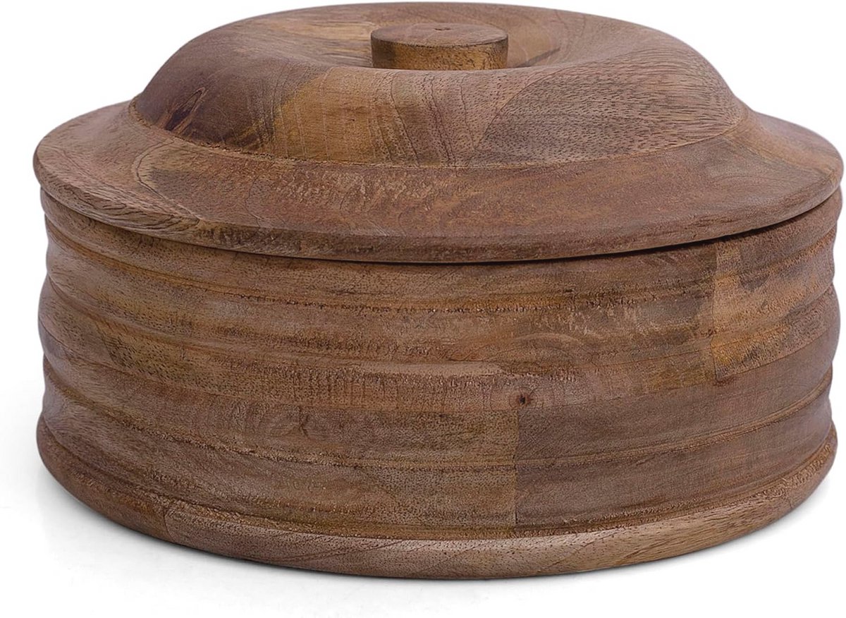 Handgemaakte Houten Tortilla Warmer en Roti Houder voor Thuis - Natuurlijk Bruin