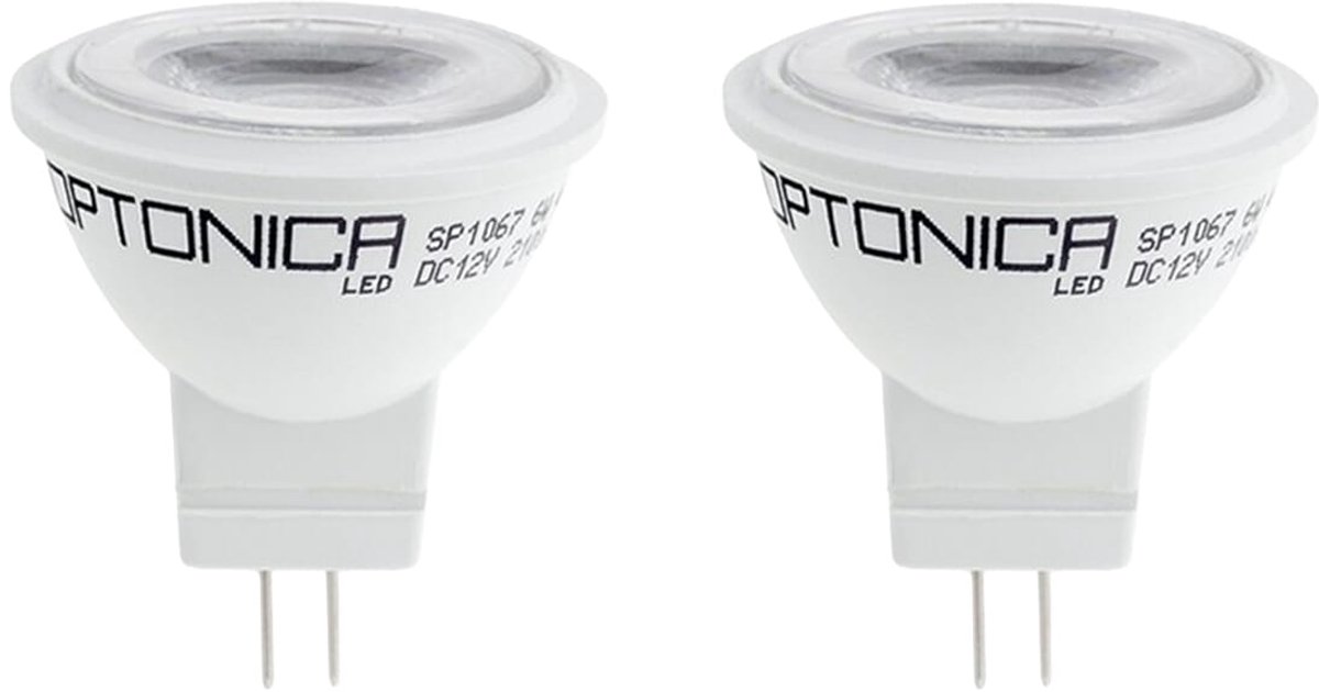 Optonica LED Spot GU4 MR11 - 3W (vervangt 20W) - 210lm - 4500K Neutraal Wit - 12V - Ø35mm - Energiezuinig - 2 stuks