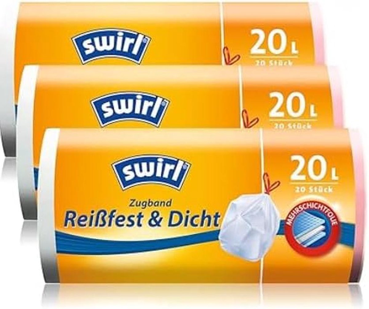 Extra Sterke 20 Liter Afvalzakken met Trekband, Wit