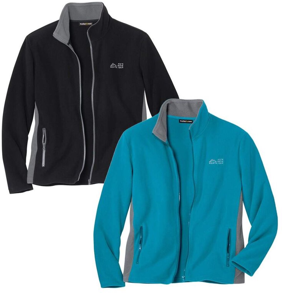 ATLAS FOR MEN - Set van 2 tweekleurige fleecevesten Atlas® - Heren - Verkrijgbaar in grote maten - L