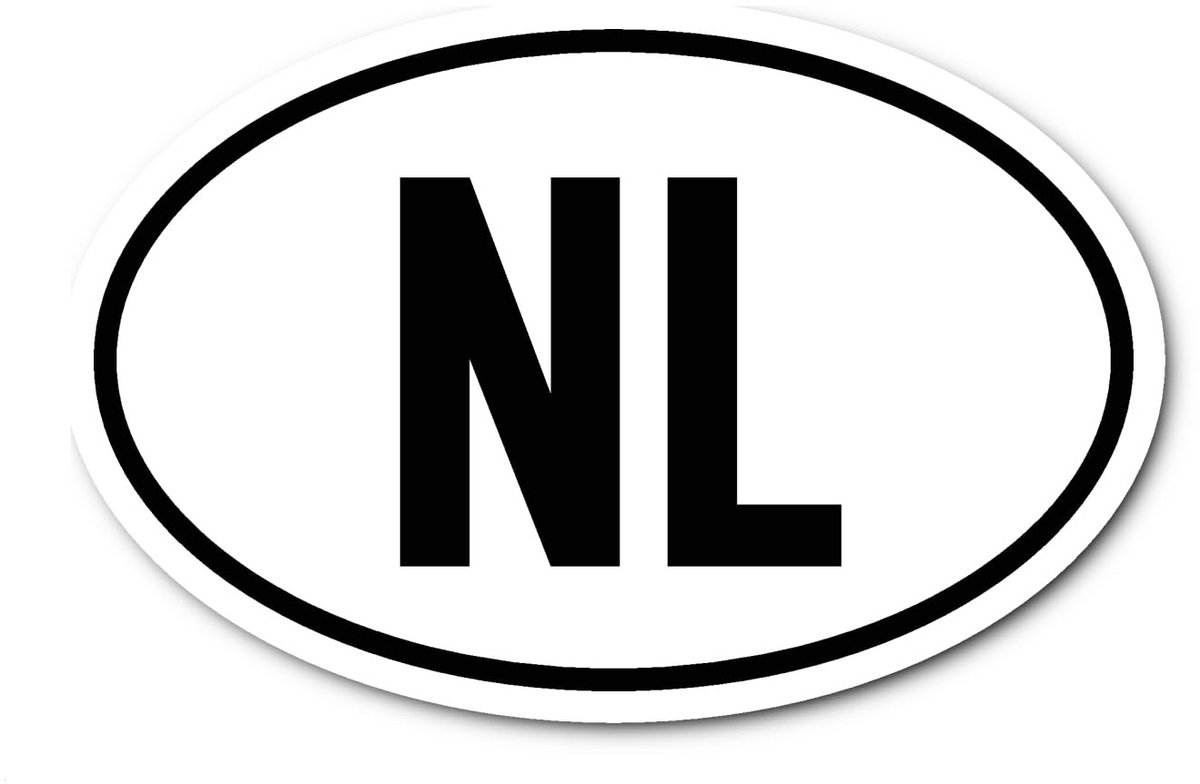 Sticker landenkenmerk NL Nederland zwart-wit 175x115 mm DIN auto